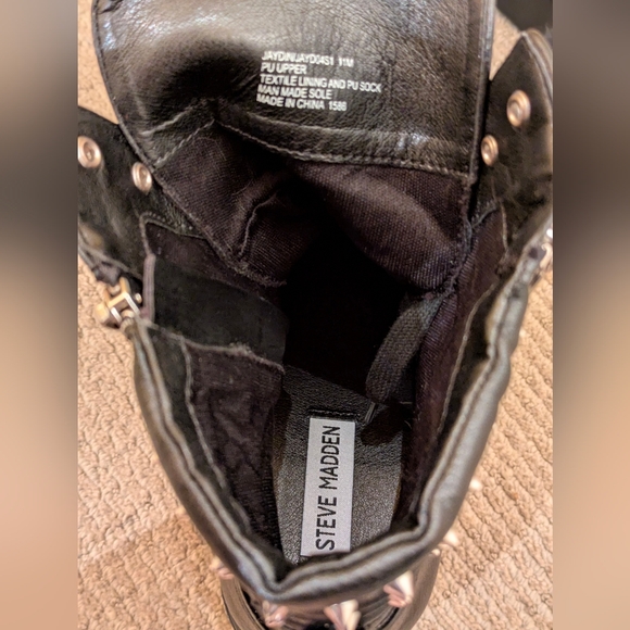 Steve Madden Black Studded Combat Boots Size 11 - Picture 8 of 10